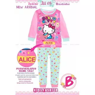 Piyama Anak Junior Wardrobe JW 69 B Hello Kitty (Baby Size)|Piyama Bayi Name Patch Lucu Import