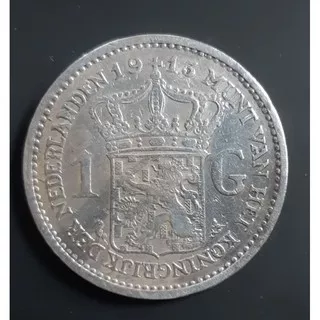 koin kuno, koin perak 1 gulden Wilhelmina 1913