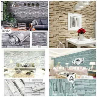 WALLPAPER DINDING STICKER MOTIF BATU ALAM 3D| WALLSTICKER 3D Dekorasi