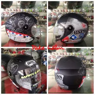 HELM BMC MILAN POSTCARD BLACK RED DOFF HELM MURAH HELM BMC HALF FACE