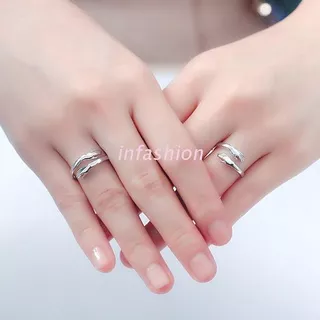 INF Give You Hug Ring Adjustable Lover Couple Rings Set Warm Embrace Promise Wedding Bands Hand in Hand Ring for Him and Her