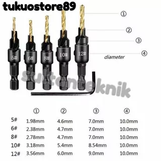 mata bor kayu set / Countersink set mata bor kayu contersink Pilot hole drill