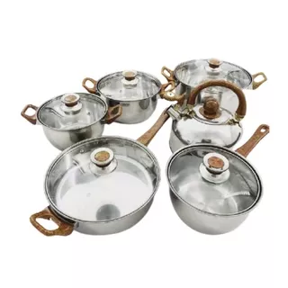 Panci set kayu teko Stainless panci sup kukus stainless steel steamer soup pot murah