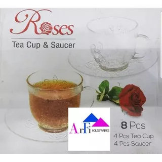 Roses Cangkir Coffee Set 8-12 Pcs Cangkir Gelas Set Kopi & Teh | Roses Tea Cup and Saucer KADO NIKAH