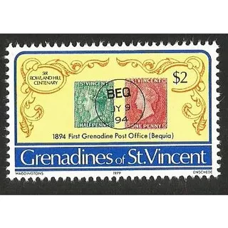 A 5955 SATU BUAH PERANGKO ST VINCENT TEMA QUEEN VICTORIA STAMP ON STAMP KONDISI MNH MINT NEVER HINGED