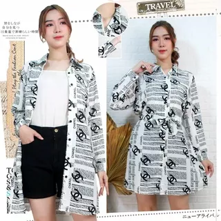 TUNIK WANITA CANELA FASHION APLIKASIi TALI IKAT PINGGANG.MATT WOLPEACH IMPORT.LD-108cm,PB-90cm.