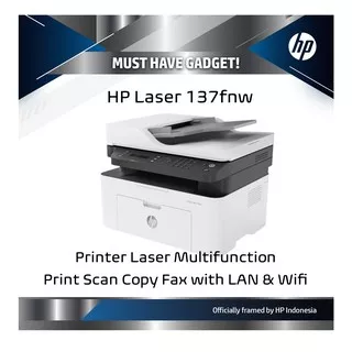 Printer HP Laser 137fnw Print Scan Copy Fax LAN Wifi