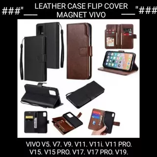 Leather Case Flip Cover Vivo V5 V7 V9 V11 V11i V11 Pro V15 Pro V17 Pro V19 Dompet Hp Kulit