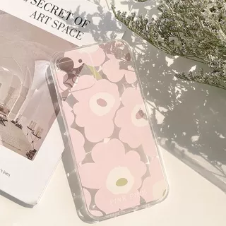 Transparent Pink Flowers Phone Case for IPhone 11 12 Mini Pro Max XS X XR 7 8 Plus SE 2020 Soft Shockproof Cases