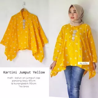 Kartini Jumput Yellow MRG Atasan Batik Kebaya Jumputan Handmade Batik Solo Jumputan Warna Kuning