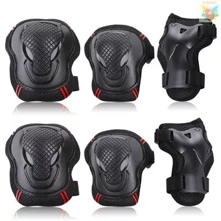 Knee Pads Set 6 Protector Kit Knee Pads Elbow Pads Wrist Guards Protective Equipment Set Safety Protection Pads for Skateboard Cycling Riding