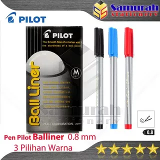 Ballpoint Pilot Balliner 0.8 mm / Pulpen Baliner 08 mm / Pen Cabut Tebal Tanda Tangan Hitam - Biru