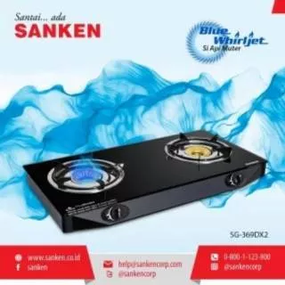 Kompor Gas Sanken SG-369 DX2 2 Tungku Lapis Khusus via Gojek atau Grab