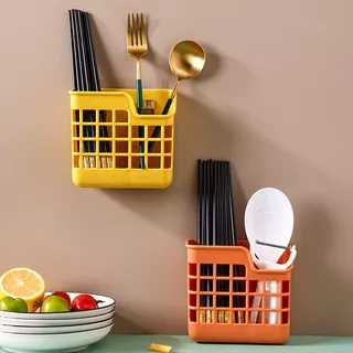 YHOME Tempat Sendok Garpu Alat Dapur Sikat Gigi Odol Wc Dapur /Kitchen utensils Storage Box Shelf HOME Chopsticks basket Multifunction spoon Storage  Wall-mounted  Drain rack Y031