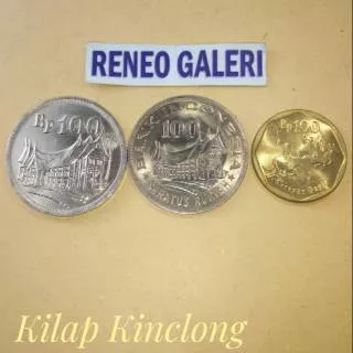 Set 3 Generasi berbeda Rp 100 rupiah paket uang koin kuno tahun 1973,1978 & kuning