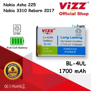 Baterai VIZZ Double Power Original Nokia Asha 225 3310 Reborn 2017 BL4UL BL-4UL Ori Batre Batrai Handphone Battery HP BL 4UL