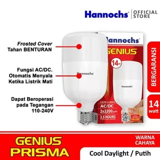 Lampu Led GENIUS PRISMA HANNOCHS 14w 14 Watt ACDC Otomatis Nyala