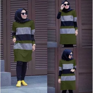 Baju Tunik Terbaru Zolaqu Tunik Baju Atasan Tunik Muslim Wanita Kaos Katun Motif Kotak Kekinian