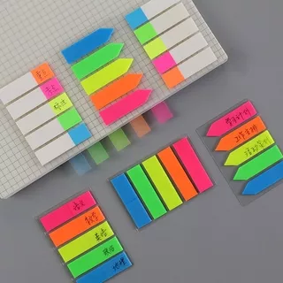 100 Sheets Fluorescence Sticky Notes Memo Pad Loose-leaf Index Sticker Bookmark Page Sticker Office Stationery Supplies Post-it Memo Sticky