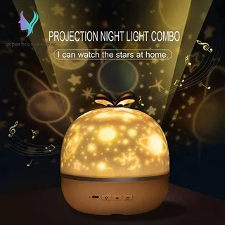 360 Rotation Starry Sky Night Light Projector with 6 Projection Films Projector Lamp for Kids Bedroom