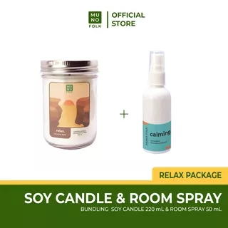 Muno Folk - Lilin Aromaterapi Mason Jar 220ml & Room Spray 50ml - MUNO Folk Soy Wax Pack