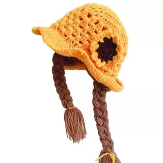 Topi Kupluk Bayi Kepang Rambut Fedora/Kupluk wig Anak Renda/Baby Hat