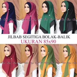 BOBAL HIJAB SEGITIGA DEQIARA BOLAK BALIK 2 WARNA SOFT PET PASMINA JILBAB KERUDUNG BERGO