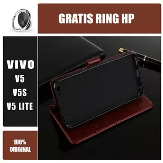 Dompet Kulit Vivo V5 / V5s / V5 lite Flip Cover Wallet Leather Case