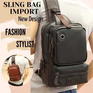 TAS SELEMPANG KULIT BESAR PRIA IMPORT SLEMPANG COWOK SELENDANG OLAHRAGA ANTI AIR SLING BAG PREMIUM