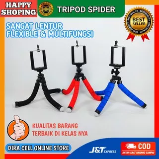 Tripod Spider Flexible Mini Stand Holder Hp Handphone Camera Kamera Warnah Hitam Merah Biru