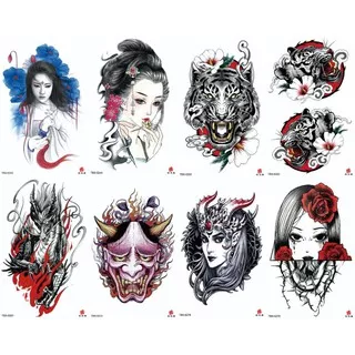 Tatto temporer TBS Baru Ukiyo-e Geisha Fashion Khusus Buatan Tato Lengan Setengah Air MODEL TBS