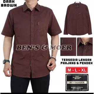 kemeja polos casual pria lengan panjang dan pendek/kemko polos pria/Koko pria/kemeja flanel pria/baju muslim pria/kemeja pria branded/kemeja import pria murah/kemeja dark brown pria