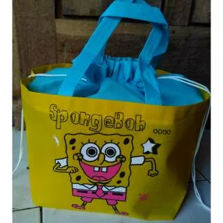 TAS KARTUN SERUT KARAKTER SPONGEBOB | TAS SOUVENIR UNIK | TAS BINGKISAN SNACK, KOTAK MAKAN | SS23