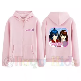 Jaket Hoodie Zipper Anak Gamer | Zipper Anak Sakura School Simulator 001 | Fleece Tebal - Hayu Kids