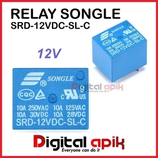 Relay 12V SONGLE 10A SRD-12VDC-SL-C ORI 12 V DC 5 Pin Kaki 12V