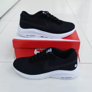 SEPATU NIKE ZOOM PRIA WANITA TERBARU HITAM PUTIH / SEPATU SNEAKERS IMPORT SEKOLAH DAN KERJA HITAM