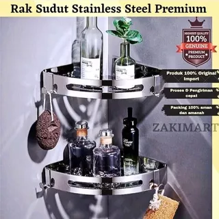 Rak Kamar Mandi - Rak Sudut Kamar Mandi - Rak Dinding Kamar Mandi - Rak Kamar Mandi Stainless Steel Premium