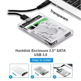 Casing Hardisk External HDD External Case 2.5 inch SATA USB 3.0 Transparant - HDD Enclosure 2.5 SATA