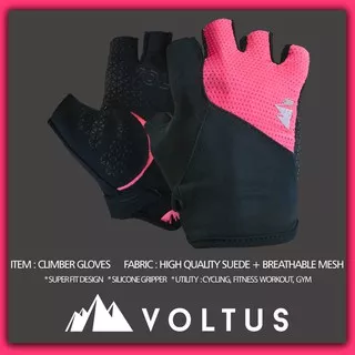 Sarung Tangan Gloves Half Finger Velcro Voltus Pink