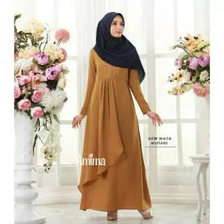 (Sise XL) Dress Maza Dress Amima Dress Maza Mustard Gamis Amima Dress Pesta Dress Kondanganl