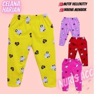 Celana Anak Perempuan Cewek Usia 2 3 4 5 6 7 8 Tahun Sd Tk Paud Clana Celana Panjang Harian Bawahan Tidur Santai Fashion Anak Motif Hellokitty Hello Kitty Cute Lucu Bahan Cotton Katun Murah Warna Kuning Fanta Merah Pink Ukuran S M L Xl