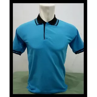 Kaos Kerah Kombinasi - Polo Kerah Kombinasi Murah Warna Biru Muda - Polo Shirt