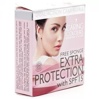 Caring Colours Dual Action Cake Extra Protection - Bedak Caring Extra Protection Refill / Isi Ulang