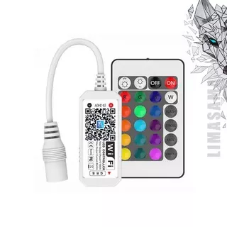 Lampu LED Strip RGB Remote Mini Wifi Controller + 24Key IR Remot Smartphone Otomatis High Quality