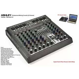 Mixer Ashley Samson 6 Bluetooth Soundcard Efek 99Dsp MP3 Recording Equalizer Original