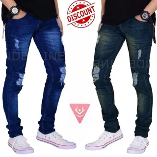 Celana Jeans Pria Sobek Tembus Bahan Karet Melar Street Cocok Untuk Pria Remaja Dewasa Ukuran 28-34 Celana Jeans Denim Pria Robek Ripped Terbaru dan Terbaru 2021 Celana Jeans sobek Lelaki Dewasa Pensil Skinny Stretch Melar Celana Jeans Sobek Pria Skinny