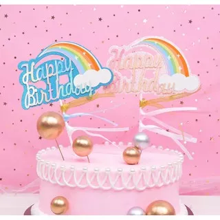 CAKE TOPPER HAPPY BIRTHDAY PELANGI 01 / HIASAN KUE RAINBOW / CAKE TOPPER HBD RAINBOW / CAKE TOPPER HBD PELANGI