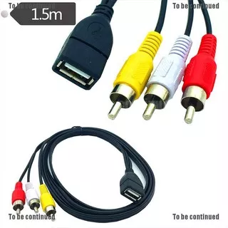 (We) Kabel Adapter Usb 2.0 Female To 3 Rca Male A / V Panjang 5feet / 1.5m