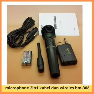 MICROPHONE WIRELESS DOUBLE HOMIC AW 500G MIC TANPA KABEL HOMIC HM-308 MIKROFON INDOOR OUTDOOR O8Q6