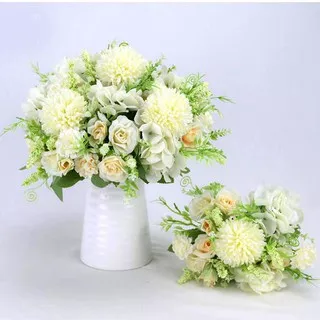 Bunga Hias Hydrangea Rose Dandelion Mix Artificial Flower Buket Wedding Wisuda Ulang Tahun AF52